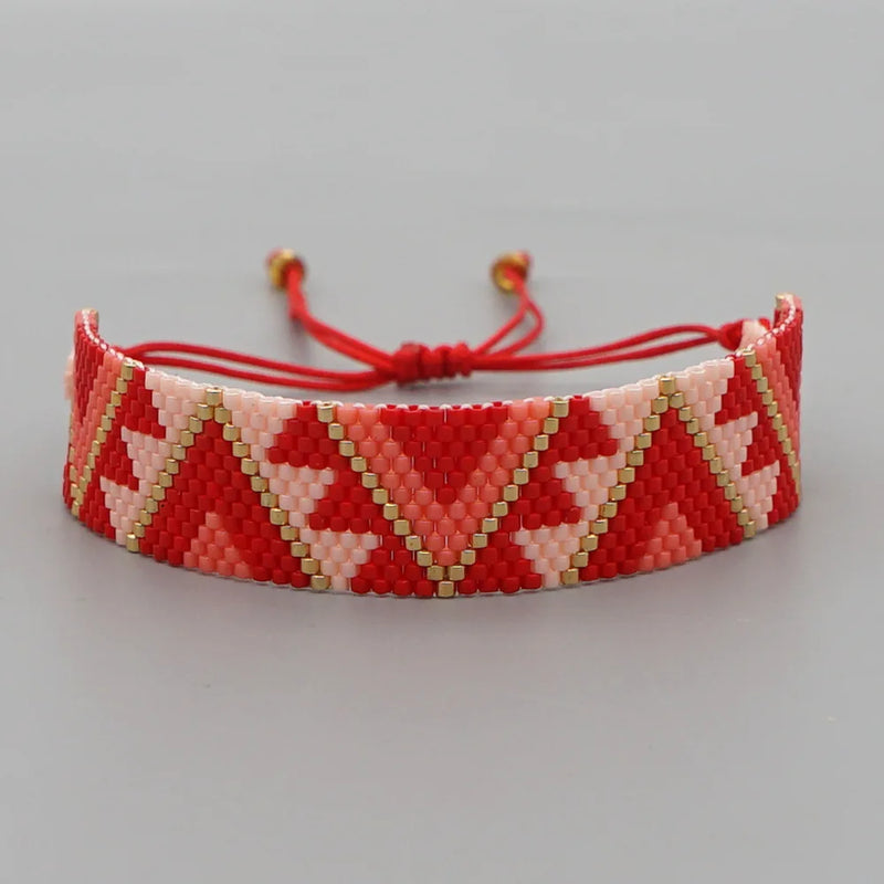 Rice Ball Bracelet Hand woven Retro Pattern Adjustable Unisex Beaded Bracelet