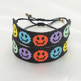 Smiling Face Rice Ball Bracelet Adjustable Hand Woven Bohemia Beaded Bracelet