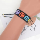 Smiling Face Rice Ball Bracelet Adjustable Hand Woven Bohemia Beaded Bracelet
