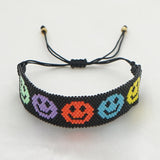 Smiling Face Rice Ball Bracelet Adjustable Hand Woven Bohemia Beaded Bracelet