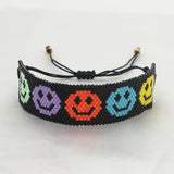 Smiling Face Rice Ball Bracelet Adjustable Hand Woven Bohemia Beaded Bracelet