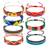 Bohemia Hand knitting Beading Rice Bead Bracelet Multi-Colour Wave