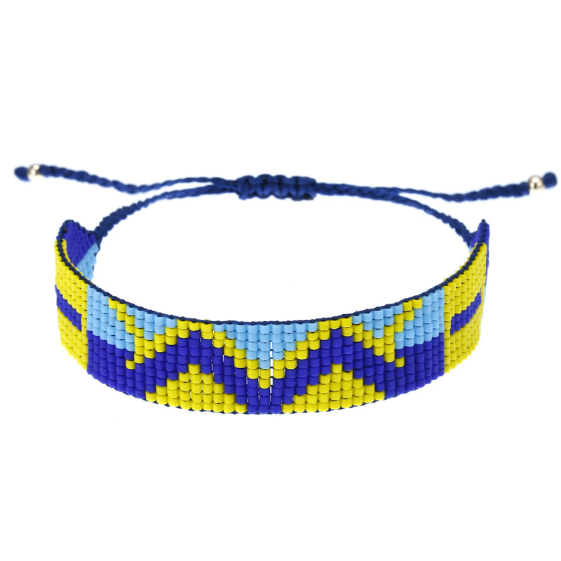 Bohemia Hand knitting Beading Rice Bead Bracelet Multi-Colour Wave