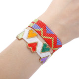 Bohemia Hand knitting Beading Rice Bead Bracelet Multi-Colour Wave