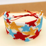 Hand Knitting Rice Bead Bracelet with Leopard Print Bohemia Adjustable