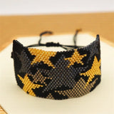Hand Knitting Rice Bead Bracelet with Leopard Print Bohemia Adjustable