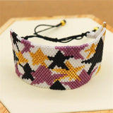 Hand Knitting Rice Bead Bracelet with Leopard Print Bohemia Adjustable