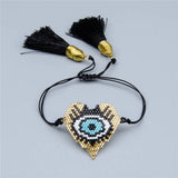 Rice Bead Bracelet Hand knit Beaded shell Pendant Devil's eye Bohemia