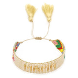 Rice Bead Bracelet Hand Knitting Beading Letter Rainbow Bohemia
