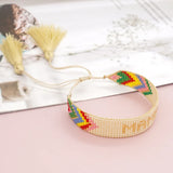 Rice Bead Bracelet Hand Knitting Beading Letter Rainbow Bohemia