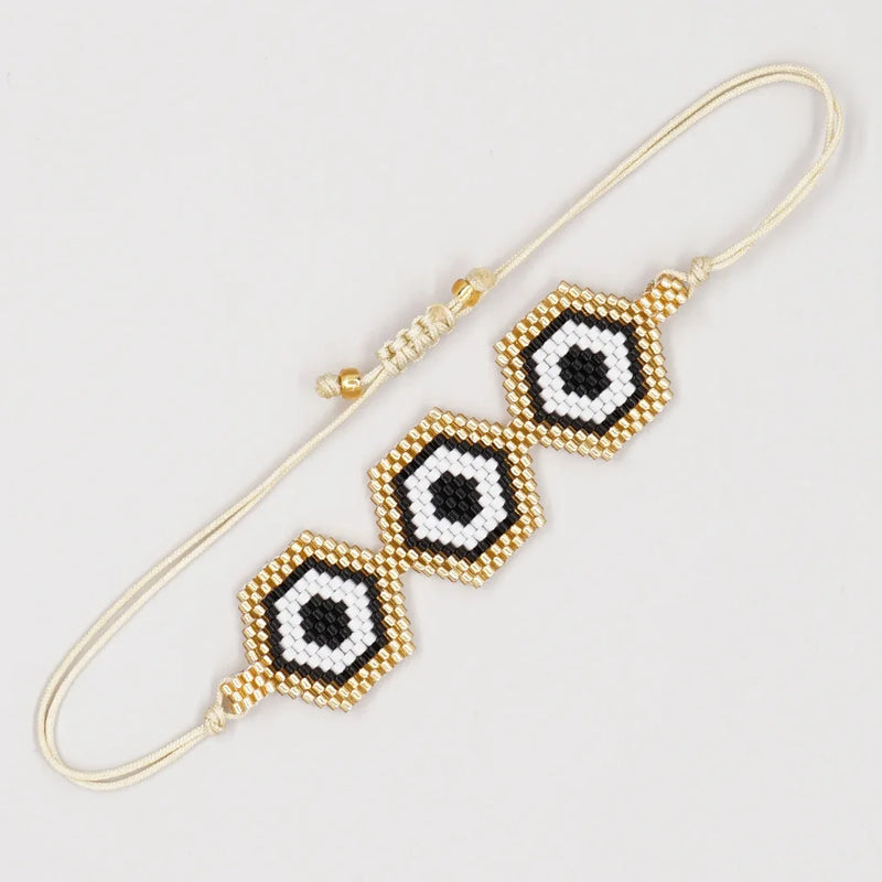 Rice Bead Bracelet Hand Knitting Beading Devil's Eye Bohemia Ma'am Pull Handle