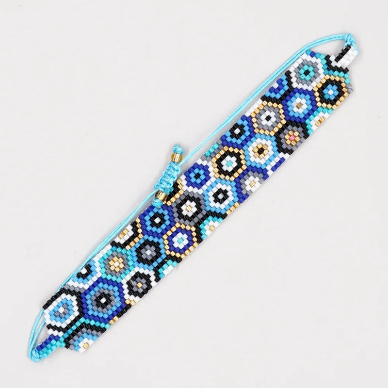 Rice Bead Bracelet Hand Knitting Devil's Eye Bohemia Ma'am Adjustable Bracelet