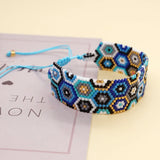 Rice Bead Bracelet Hand Knitting Devil's Eye Bohemia Ma'am Adjustable Bracelet