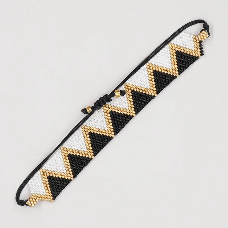 Bohemia Rice Bead Bracelet Hand Knitting Beading Triangle Pull Handle Rope
