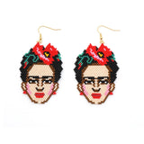 Rice Bead Earrings Hand Knitting Head Portrait Beading Bohemia Ge...