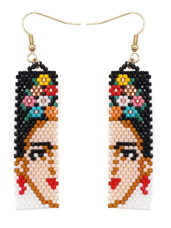 Rice Bead Earrings Hand Knitting Head Portrait Beading Bohemia Ge...
