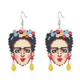 Rice Bead Earrings Hand Knitting Head Portrait Beading Bohemia Ge...