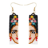 Rice Bead Earrings Hand Knitting Head Portrait Beading Bohemia Ge...