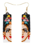Rice Bead Earrings Hand Knitting Head Portrait Beading Bohemia Ge...