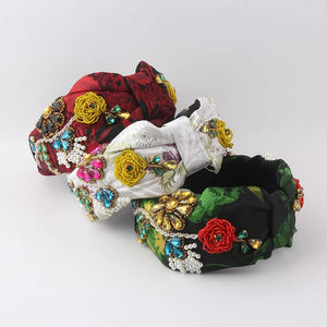 Rice Bead Flower Headdress Rhinestone Headband Ladies Hair Accessories