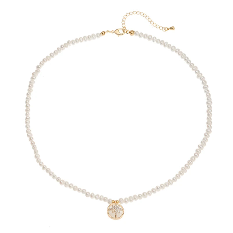 Rice Grain Shape Pearl Necklace Baroque Clavicle Star Pendant Everyday Jewelry