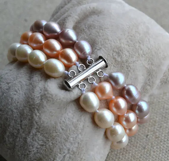Rice Pearl Bracelet Classic Pink Lavender Freshwater Pearl Jewelry