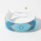 Boho Rice Bead Bracelet Handwoven Adjustable Geometric Design