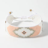 Boho Rice Bead Bracelet Handwoven Adjustable Geometric Design