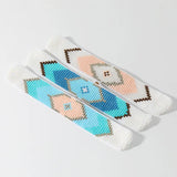 Boho Rice Bead Bracelet Handwoven Adjustable Geometric Design