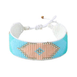 Boho Rice Bead Bracelet Handwoven Adjustable Geometric Design