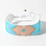 Boho Rice Bead Bracelet Handwoven Adjustable Geometric Design