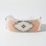 Boho Rice Bead Bracelet Handwoven Adjustable Geometric Design