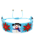 Rice Bead Bracelet Christmas Snowman Snowflake Pattern Handknitted