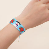 Rice Bead Bracelet Christmas Snowman Snowflake Pattern Handknitted