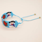 Rice Bead Bracelet Christmas Snowman Snowflake Pattern Handknitted