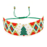 Bohemian Rice Bead Bracelet Christmas Tree Pattern Hand-woven Adjustable
