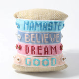 Handwoven Rice Bead Bracelet with English Alphabet, Flower Design, Bohemia Style