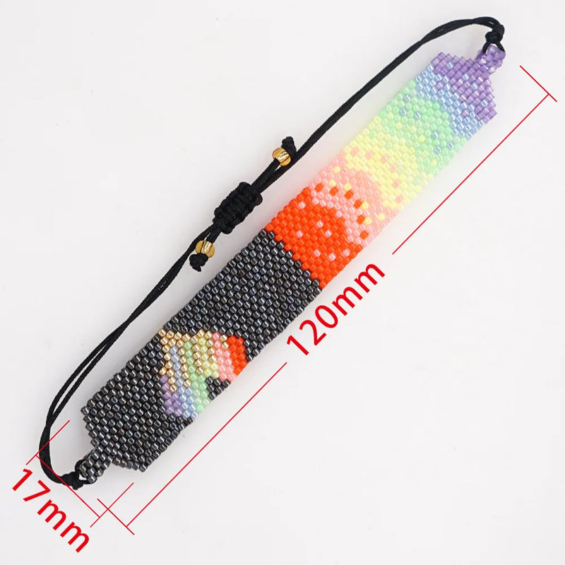 Gradient Heart Shape Rice Bead Bracelet Minimalist Hand-knitted Bohemian