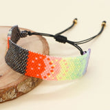 Gradient Heart Shape Rice Bead Bracelet Minimalist Hand-knitted Bohemian