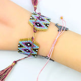 Rice Bead Bracelet Knitting Devil's Eye Heart Pattern Minimalist Bohemian