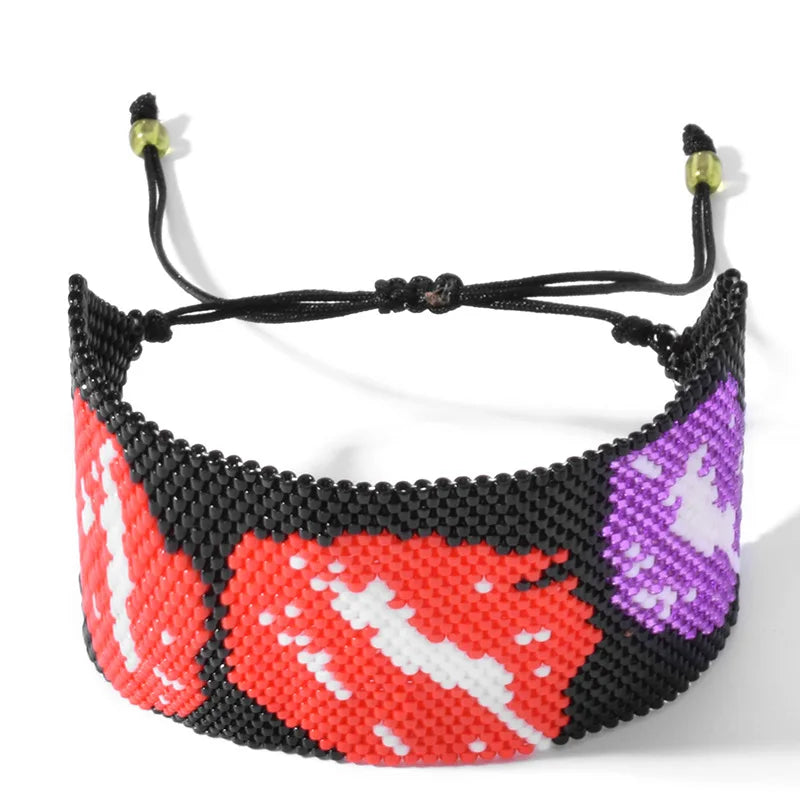 Rice Bead Bracelet Hand Weaving Lips Exaggeration Retro Tidal Current Bohemia