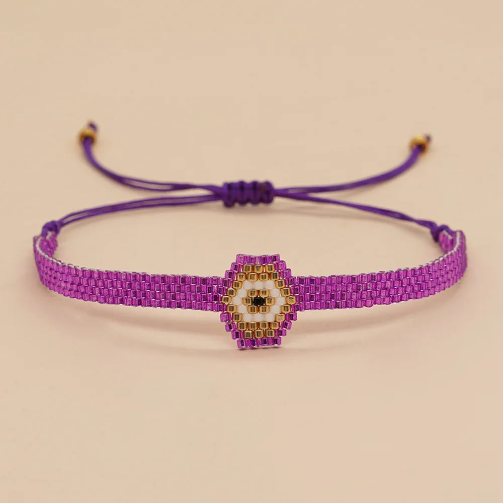 Rice Bead Heart Flower Bracelet Hand Knitted Bohemian Beaded