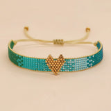 Rice Bead Heart Flower Bracelet Hand Knitted Bohemian Beaded