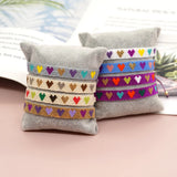 Boho Rice Bead Bracelet Heart Shape Rainbow Handmade