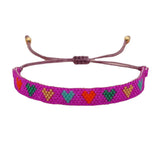 Boho Rice Bead Bracelet Heart Shape Rainbow Handmade