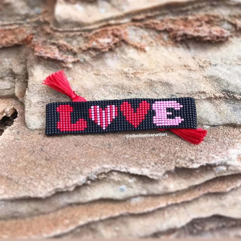 Vintage Rice Bead Heart Bracelet Bohemian Minimalist