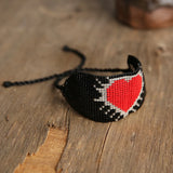 Rice Bead Bracelet Heart Pattern Retro Bohemian Hand Knit Adjustable