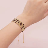 Leopard Print Rice Bead Bracelet Personalized Minimalist Hand-woven