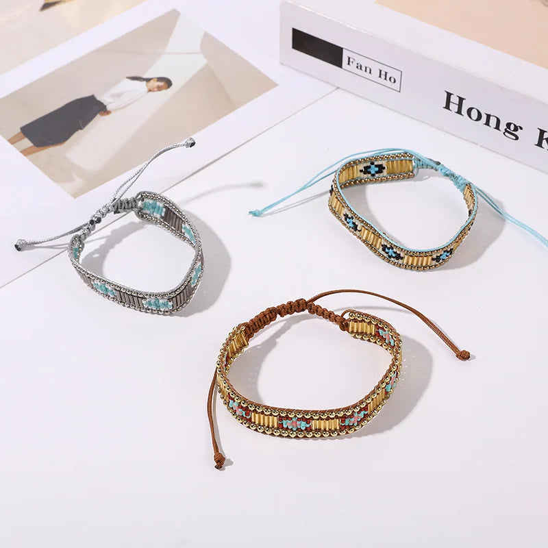 Rice Bead Bracelet Vintage Geometric Minimalist Hand-woven Bohemian