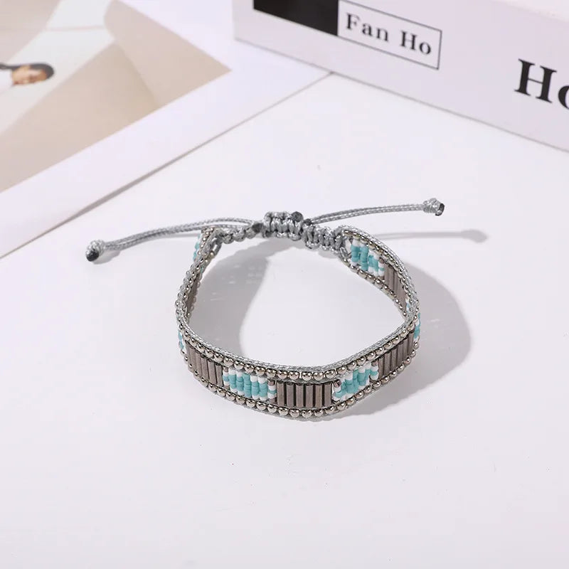 Rice Bead Bracelet Vintage Geometric Minimalist Hand-woven Bohemian